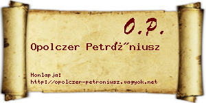 Opolczer Petróniusz névjegykártya